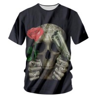 Футболка с длинным рукавом "Skeleton with a gun and a rose"