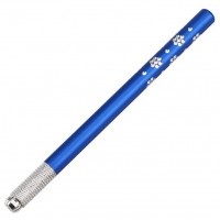 Ручка манипула для микроблейдинга с цветочками, цвет синий
