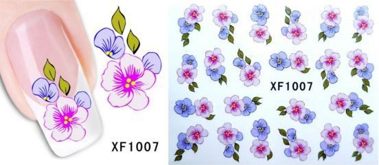 Наклейки для дизайна ногтей Цветочки 1007