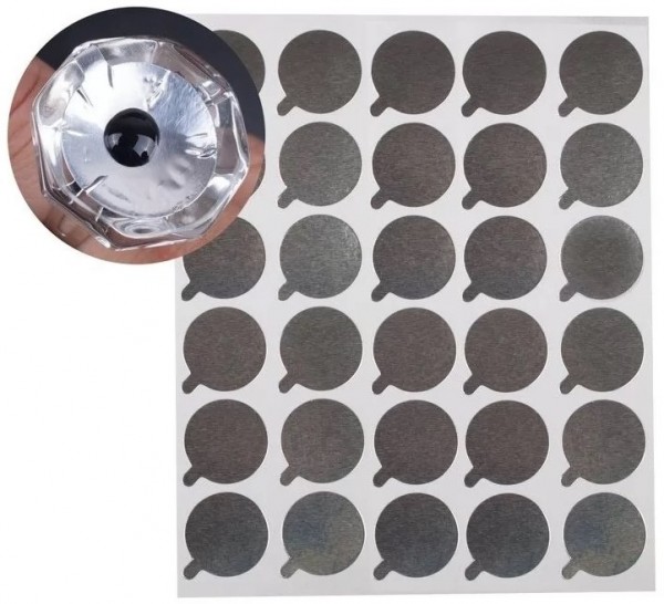 Одноразовые наклейки для клея серебристые, 30 штук (лист)