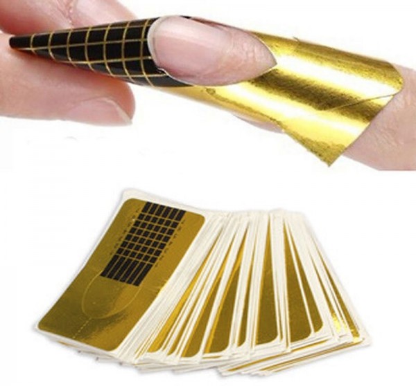 Формы для наращивания ногтей узкие, 10 шт, цвет золотой