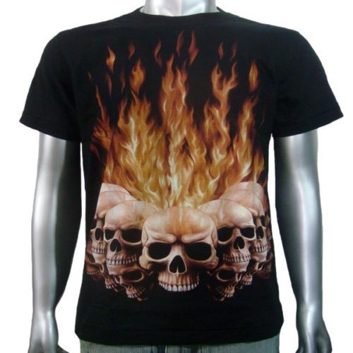 Светящаяся футболка "Flaming Skulls Bones"
