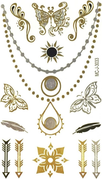 Flash tattoo - золотые татуировки - Ожерелья+бабочки+стрелы