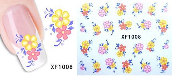 Наклейки для дизайна ногтей Цветочки 1008