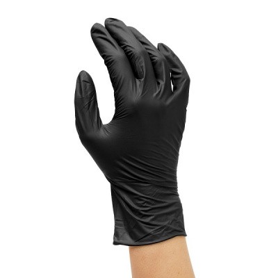 Перчатки Нитрило-виниловые черные, текстура на пальцах, 50 пар